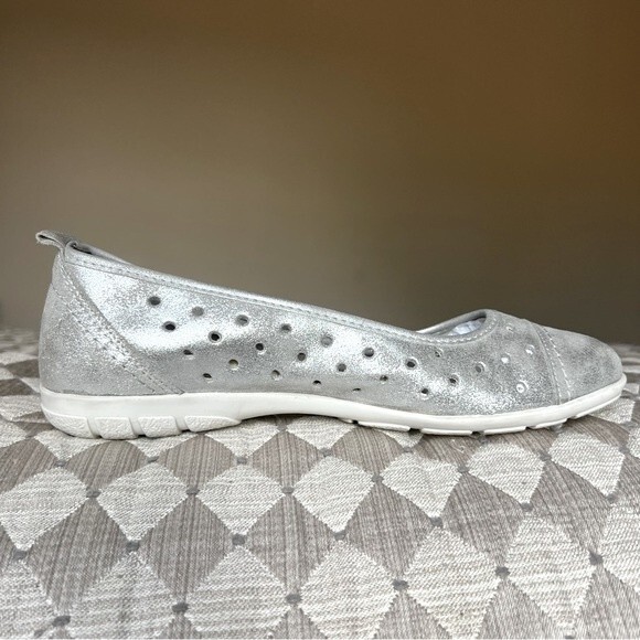 Cellini Spirit Metallic‎ Silver Italian Leather Ballet Flat Women EU 41 US 10 - Picture 3 of 14